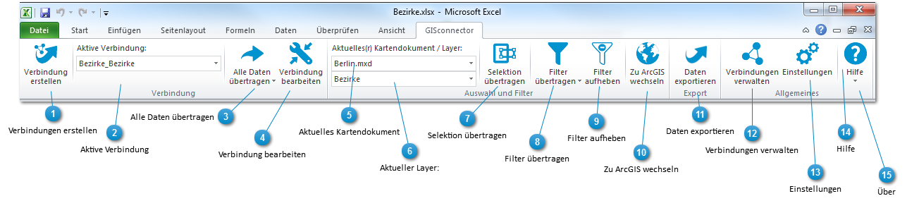 Excel Registerkarte "GISconnector"