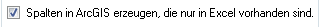 1. Spalten in ArcGIS erzeugen, 
die nur in Excel vorhanden sind.