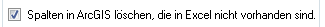 2. Spalten in ArcGIS löschen,
die in Excel nicht vorhanden sind.