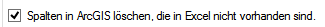 2. Spalten in ArcGIS löschen,
die in Excel nicht vorhanden sind.