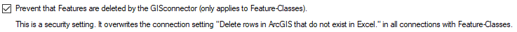 1. Prevent that Features are deleted 
by the GISconnector.